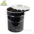 Cubo de metal negro de 5gallon con tapa y mango